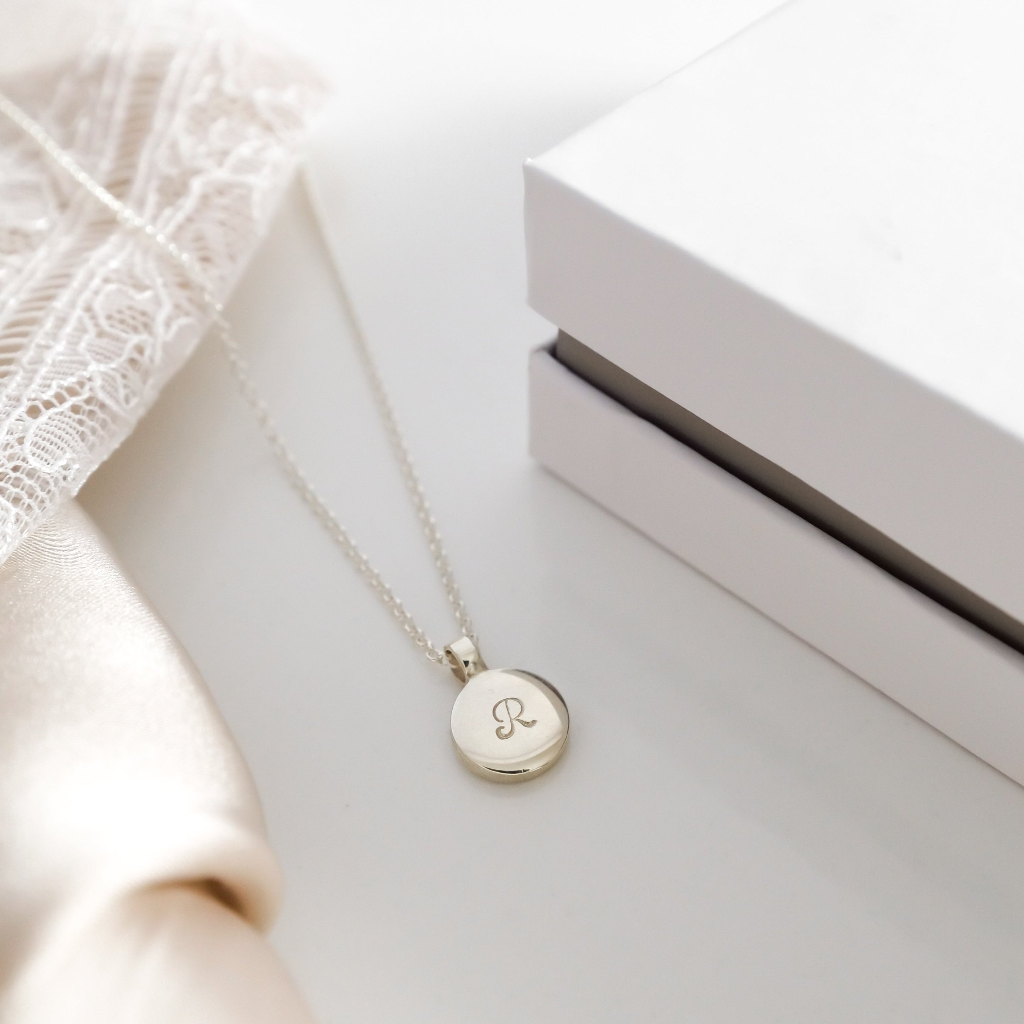 Initial Disc Necklace Sterling Silver