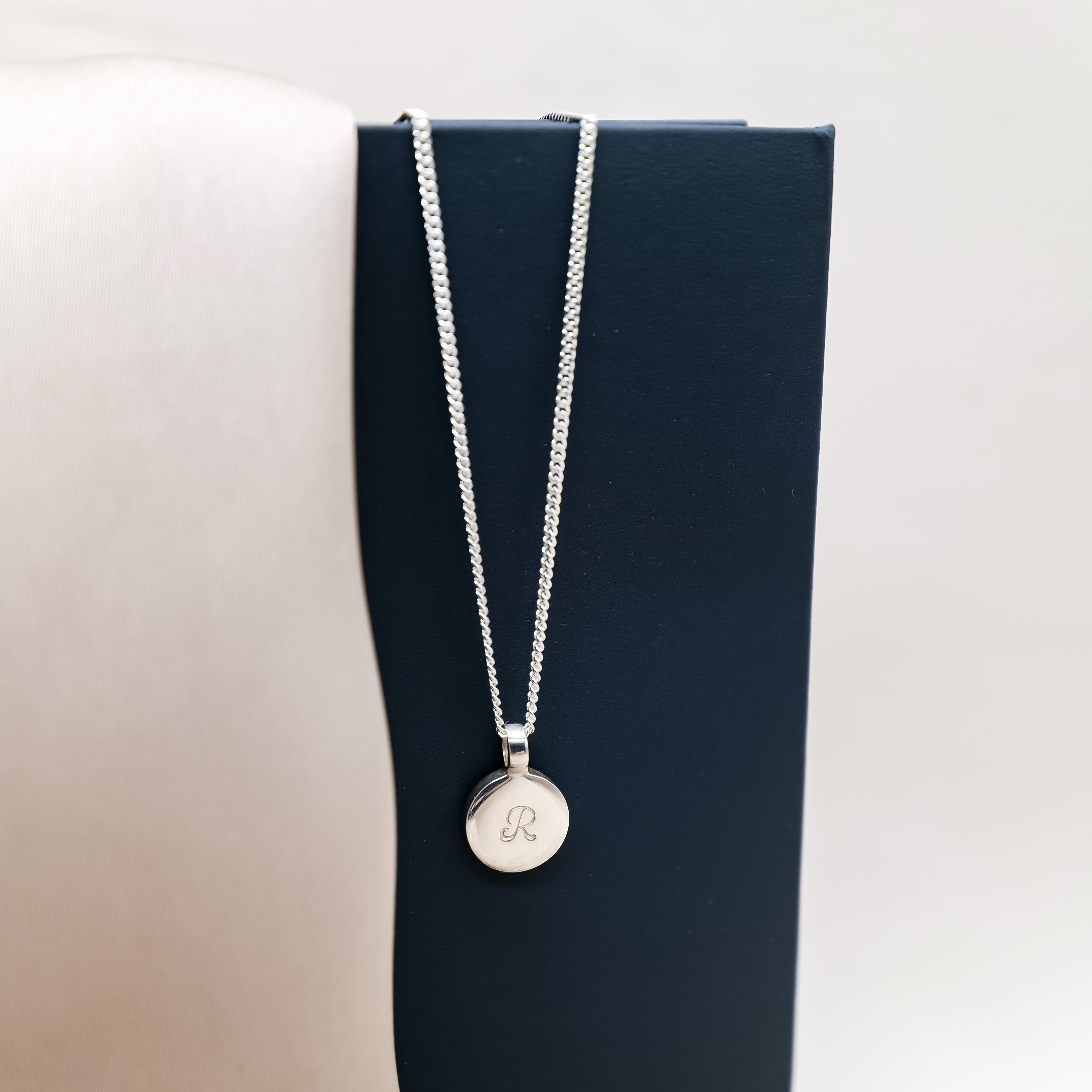 Sterling Silver Initial Disc Necklace