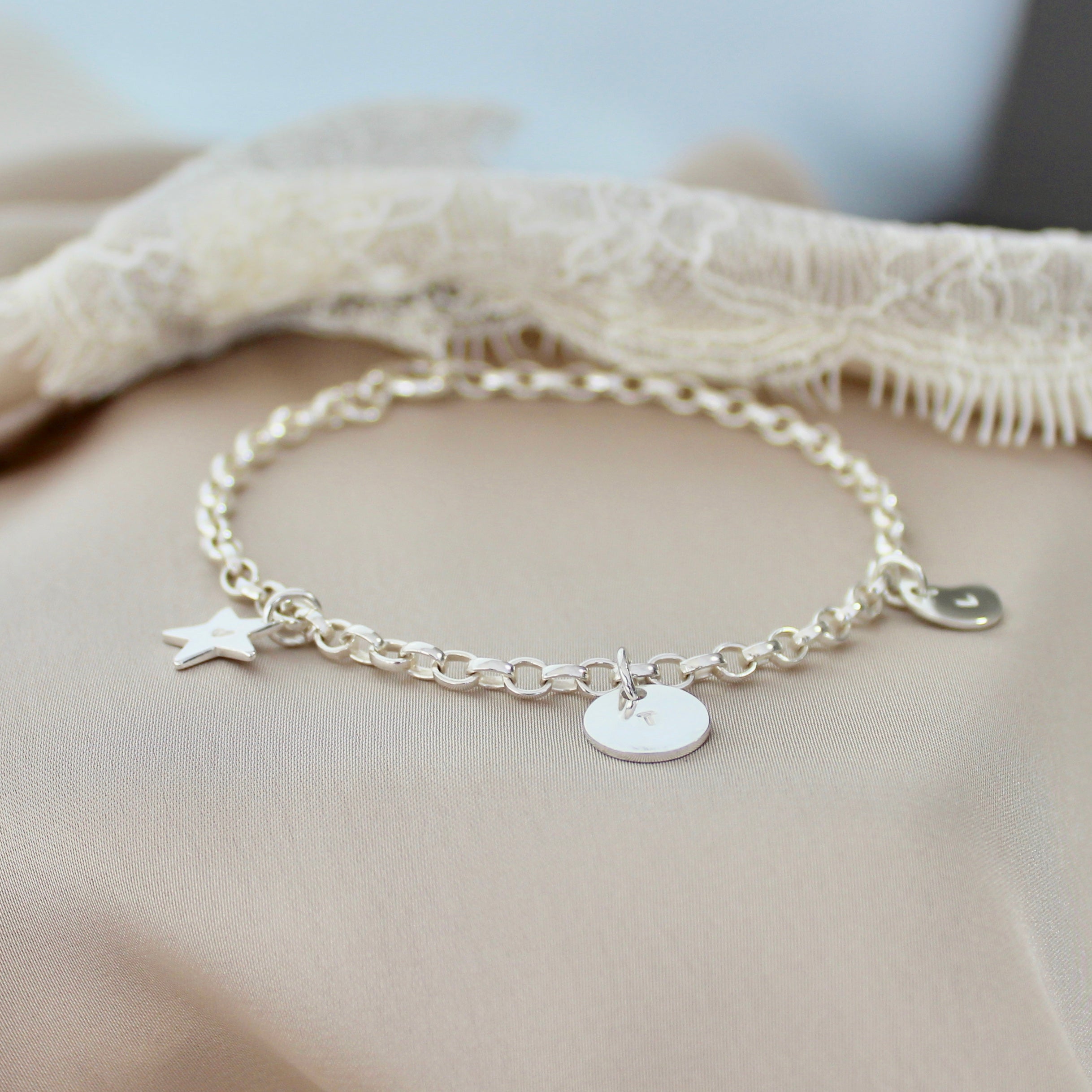 Sterling Silver sun, moon and stars bracelet