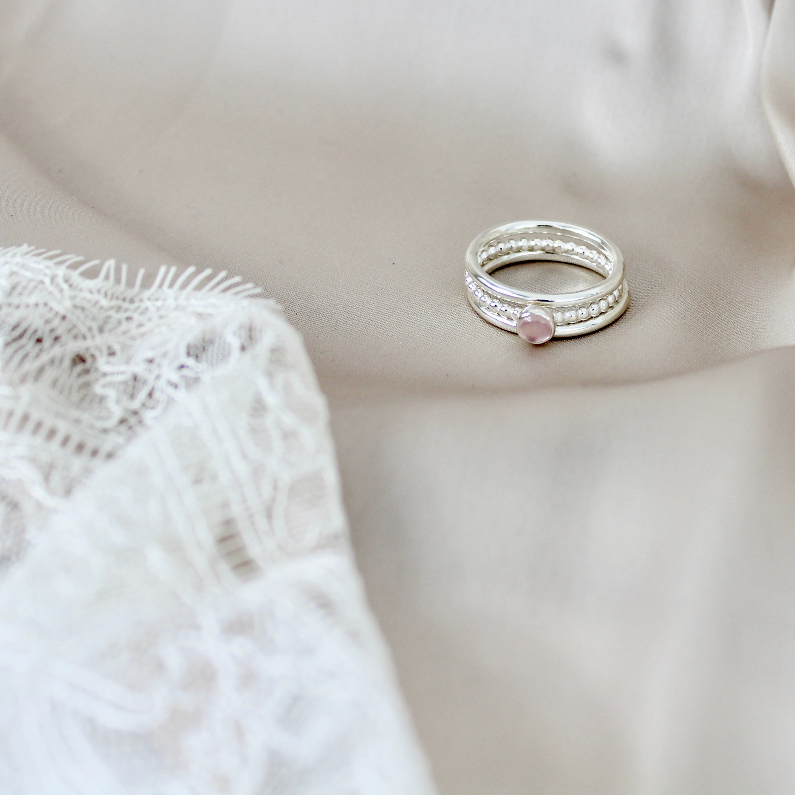 Rose Quartz Stacking Rings